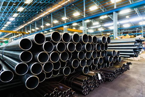 An image of pipes in a warehouse