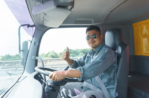 Truck Driver giving a thumbs up