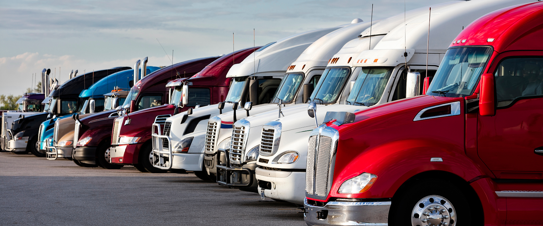 row of trucks